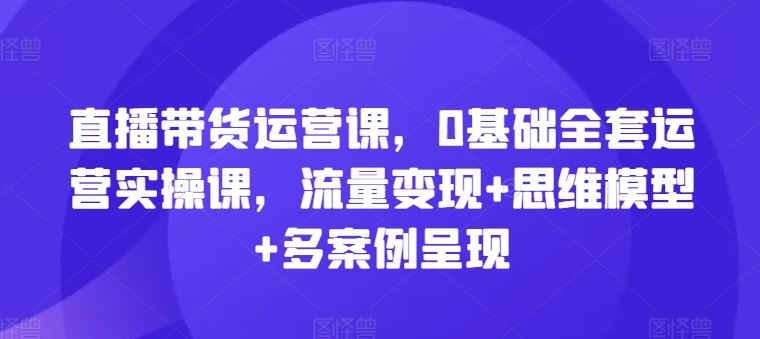 直播带货运营课，0基础全套运营实操课，流量变现+思维模型+多案例呈现-婷婷聊项目