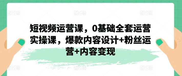 短视频运营课，0基础全套运营实操课，爆款内容设计+粉丝运营+内容变现-婷婷聊项目