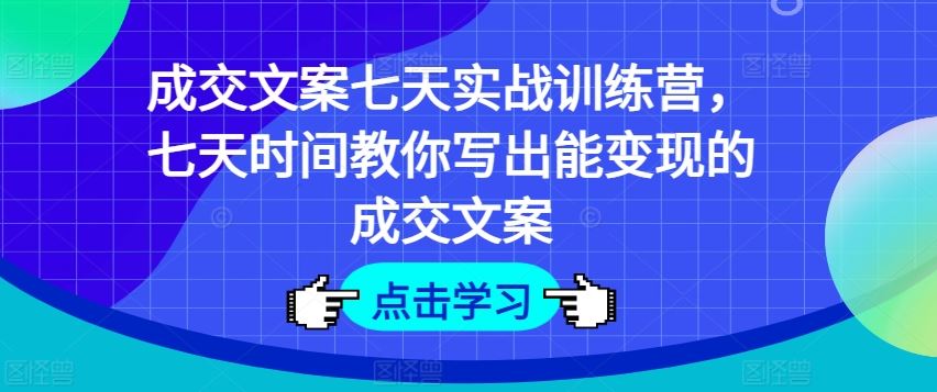 成交文案七天实战训练营，七天时间教你写出能变现的成交文案-婷婷聊项目