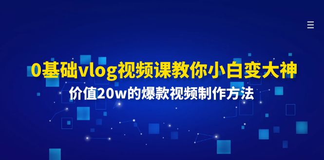0基础vlog视频课教你小白变大神：价值20w的爆款视频制作方法-婷婷聊项目