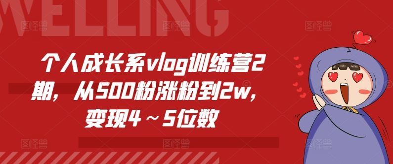个人成长系vlog训练营2期，从500粉涨粉到2w，变现4～5位数-婷婷聊项目