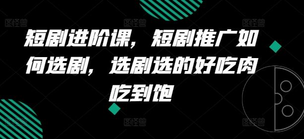 短剧进阶课，短剧推广如何选剧，选剧选的好吃肉吃到饱-婷婷聊项目