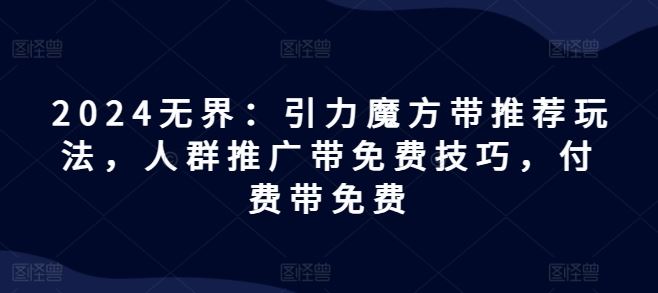 2024无界：引力魔方带推荐玩法，人群推广带免费技巧，付费带免费-婷婷聊项目