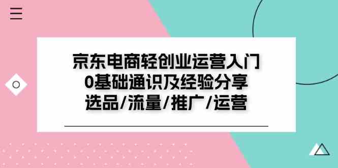 京东电商轻创业运营入门0基础通识及经验分享：选品/流量/推广/运营-婷婷聊项目