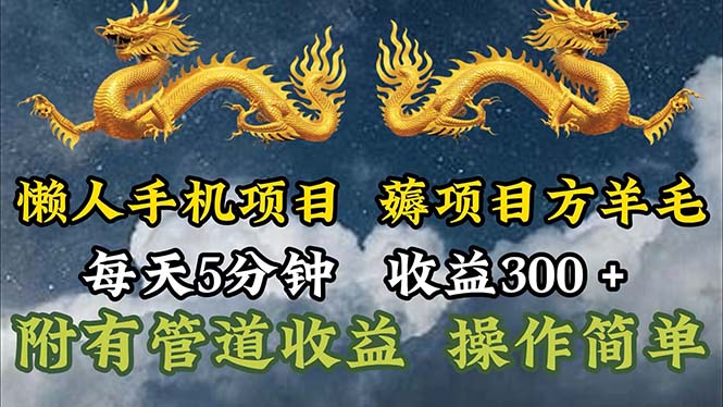 （11600期）懒人手机项目，每天5分钟，每天收益300+，多种方式可扩大收益！-婷婷聊项目