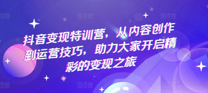 抖音变现特训营，从内容创作到运营技巧，助力大家开启精彩的变现之旅-婷婷聊项目