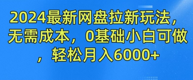 2024最新网盘拉新玩法，无需成本，0基础小白可做，轻松月入6000+【揭秘】-婷婷聊项目
