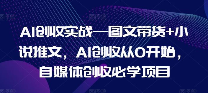 AI创收实战—图文带货+小说推文，AI创收从0开始，自媒体创收必学项目-婷婷聊项目