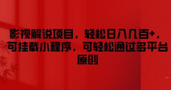 影视解说项目，轻松日入几百+，可挂载小程序，可轻松通过多平台原创【揭秘】-婷婷聊项目