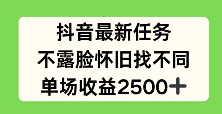 抖音最新任务，不露脸怀旧找不同，单场收益2.5k【揭秘】-婷婷聊项目