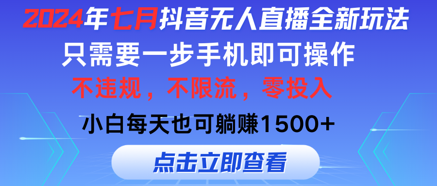 （11756期）2024年七月抖音无人直播全新玩法，只需一部手机即可操作，小白每天也可…-婷婷聊项目