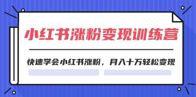 2024小红书19天涨粉变现特训营，快速学会小红书涨粉，月入十万轻松变现（42节）-婷婷聊项目