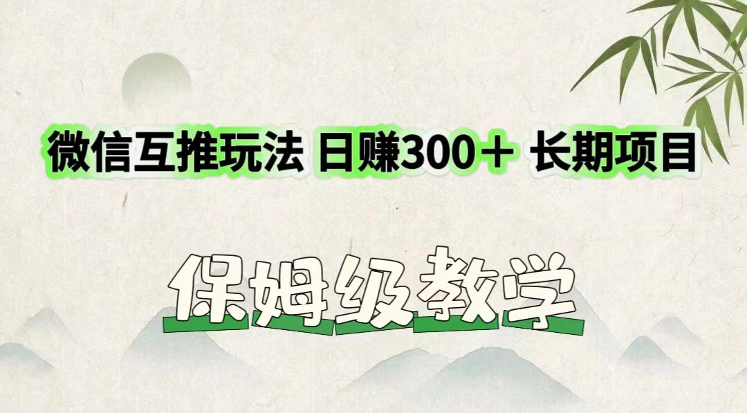 微信互推玩法 日赚300＋长期项目 保姆级教学-婷婷聊项目