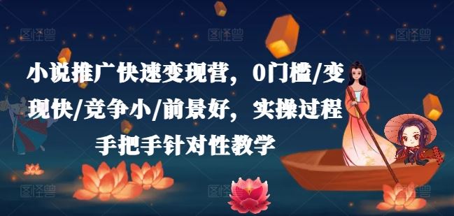 小说推广快速变现营，0门槛/变现快/竞争小/前景好，实操过程手把手针对性教学-婷婷聊项目