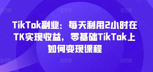TikTok副业：每天利用2小时在TK实现收益，零基础TikTok上如何变现课程-婷婷聊项目