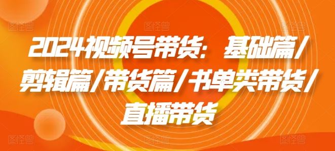 2024视频号带货：基础篇/剪辑篇/带货篇/书单类带货/直播带货-婷婷聊项目