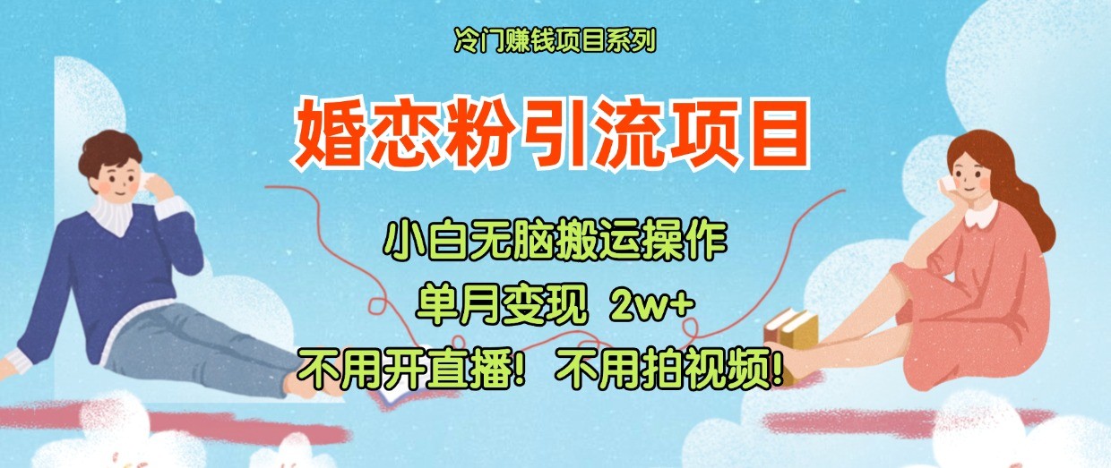 小红书婚恋粉引流，不用开直播！不用拍视频！不用做交付-婷婷聊项目