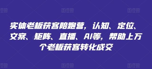 实体老板获客陪跑营，认知、定位、文案、矩阵、直播、AI等，帮助上万个老板获客转化成交-婷婷聊项目