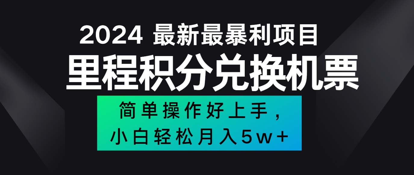 （12016期）2024最新里程积分兑换机票，手机操作小白轻松月入5万++-婷婷聊项目