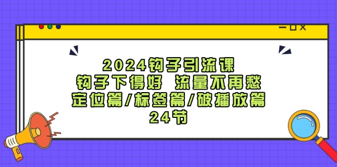 2024钩子引流课：钩子下得好流量不再愁，定位篇/标签篇/破播放篇/24节-婷婷聊项目