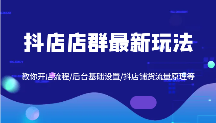 抖店店群最新玩法，教你开店流程/后台基础设置/抖店铺货流量原理等-婷婷聊项目