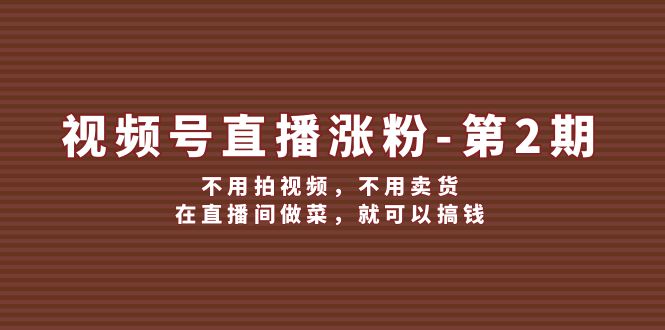 （12155期）视频号/直播涨粉-第2期，不用拍视频，不用卖货，在直播间做菜，就可以搞钱-婷婷聊项目
