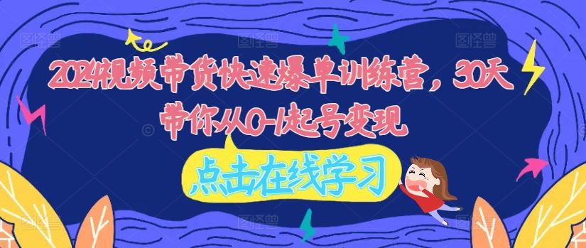 2024视频带货快速爆单训练营，30天带你从0-1起号变现-婷婷聊项目