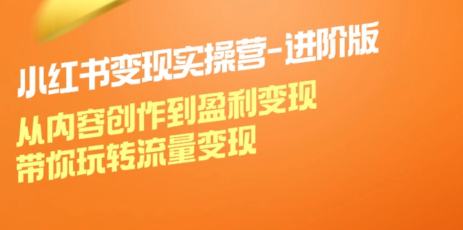 （12234期）小红书变现实操营-进阶版：从内容创作到盈利变现，带你玩转流量变现-婷婷聊项目