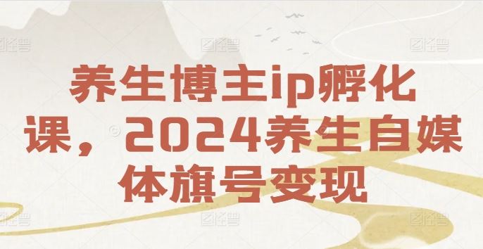 养生博主ip孵化课，2024养生自媒体旗号变现-婷婷聊项目