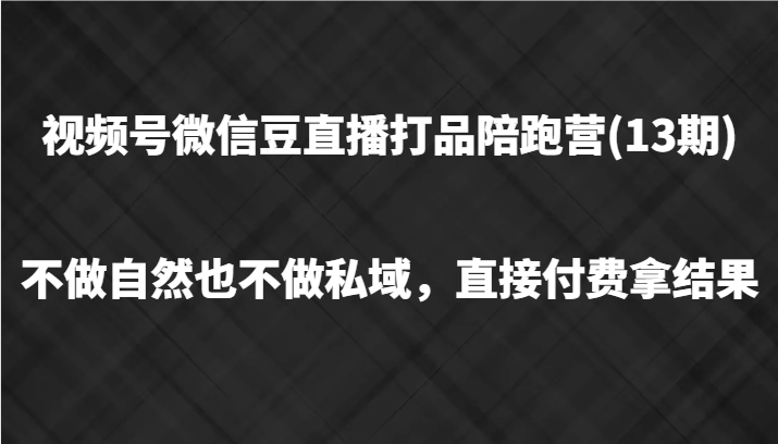 视频号微信豆直播打品陪跑(13期)，不做不自然流不做私域，直接付费拿结果-婷婷聊项目