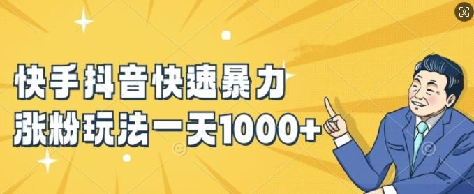 快手抖音快速暴力涨粉玩法，新手小白也能学会，一天1k+【揭秘】-婷婷聊项目