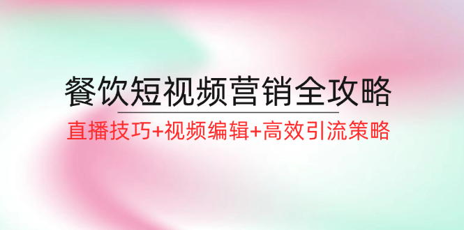 餐饮短视频营销全攻略：直播技巧+视频编辑+高效引流策略-婷婷聊项目