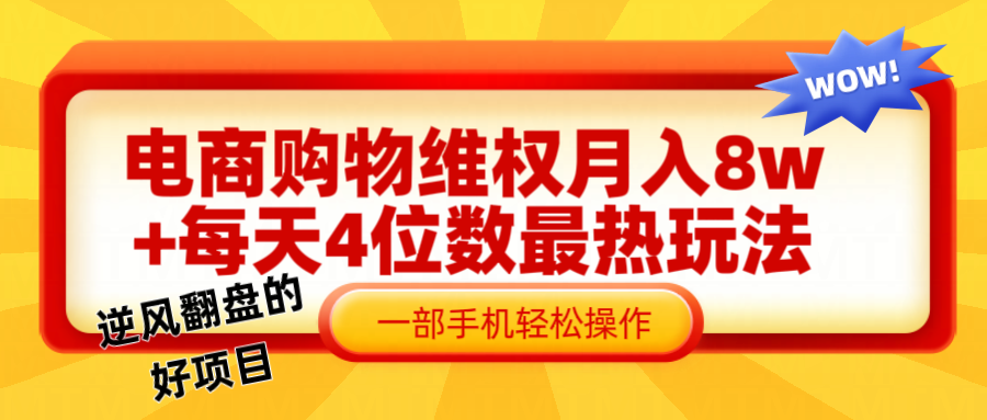 电商购物维权赔付一个月轻松8w+，一部手机掌握最爆玩法干货-婷婷聊项目