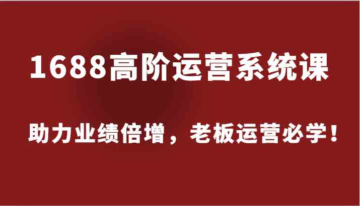 1688高阶运营系统课，助力业绩倍增，老板运营必学！-婷婷聊项目