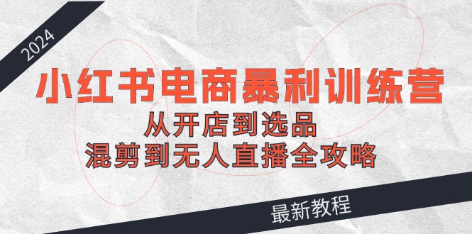 2024小红书电商暴利训练营：从开店到选品，混剪到无人直播全攻略-婷婷聊项目