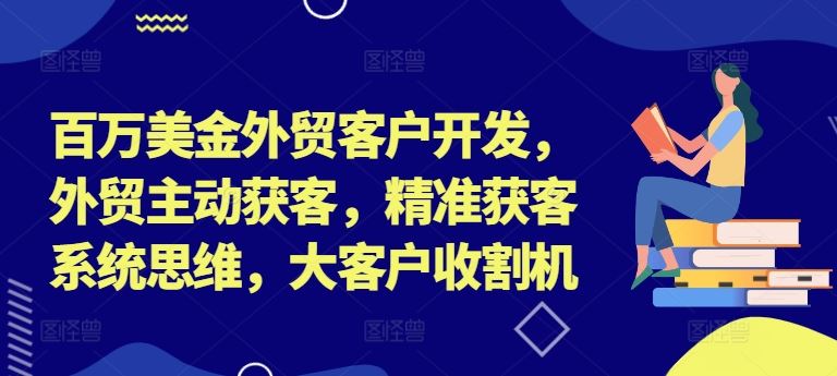 百万美金外贸客户开发，外贸主动获客，精准获客系统思维，大客户收割机-婷婷聊项目