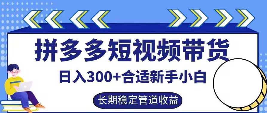 拼多多短视频带货日入300+有长期稳定被动收益，合适新手小白【揭秘】-婷婷聊项目