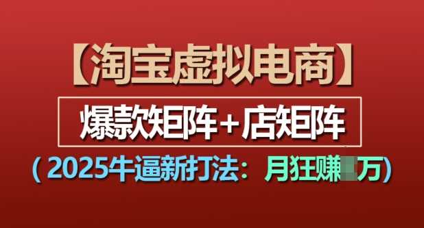 淘宝虚拟电商，2025牛逼新打法：爆款矩阵+店矩阵，月入过万-婷婷聊项目